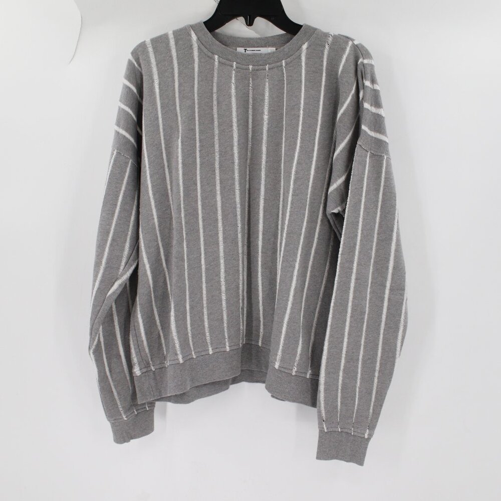 T by Alexander Wang Sweater Womens Small Striped Long Sleeve Relaxed textured